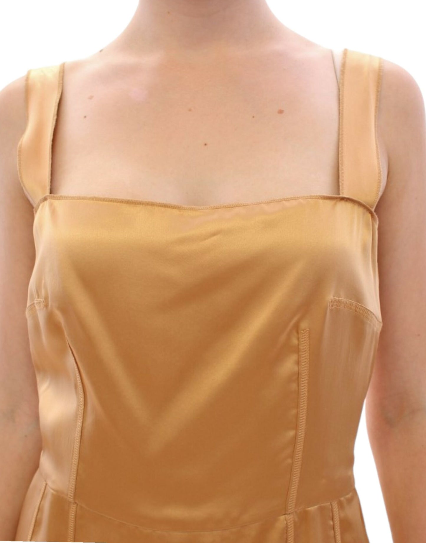 Dolce & Gabbana Bronzefarbenes Seiden-Etuikleid