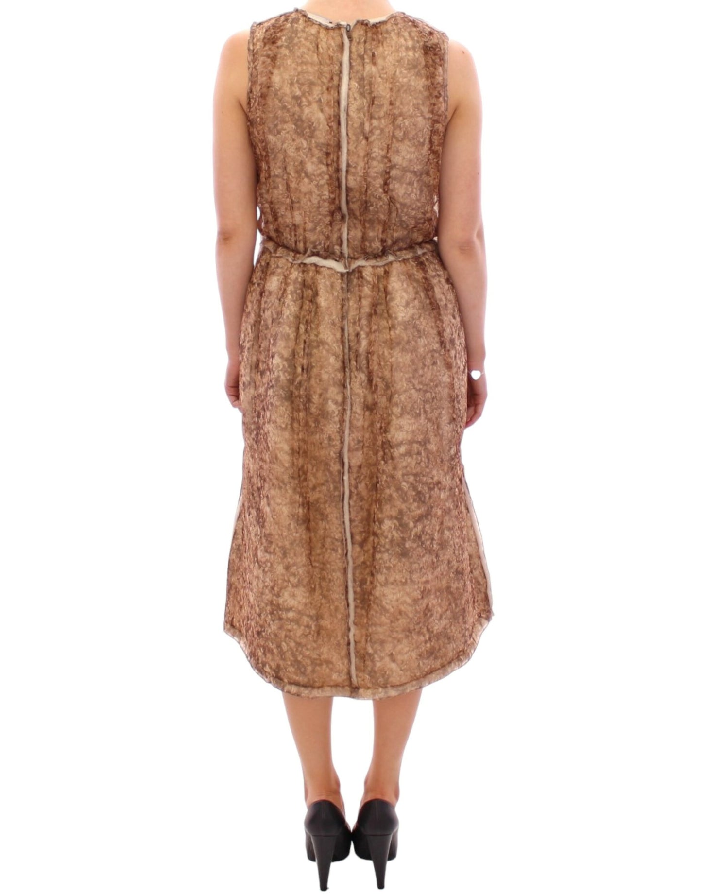 Dolce & Gabbana Braunes ärmelloses Seidenkleid
