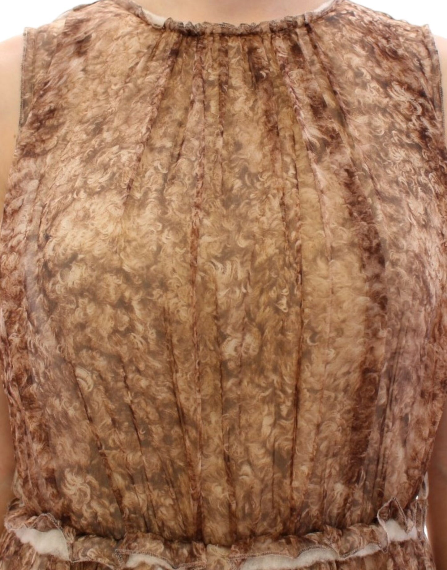 Dolce & Gabbana Braunes ärmelloses Seidenkleid