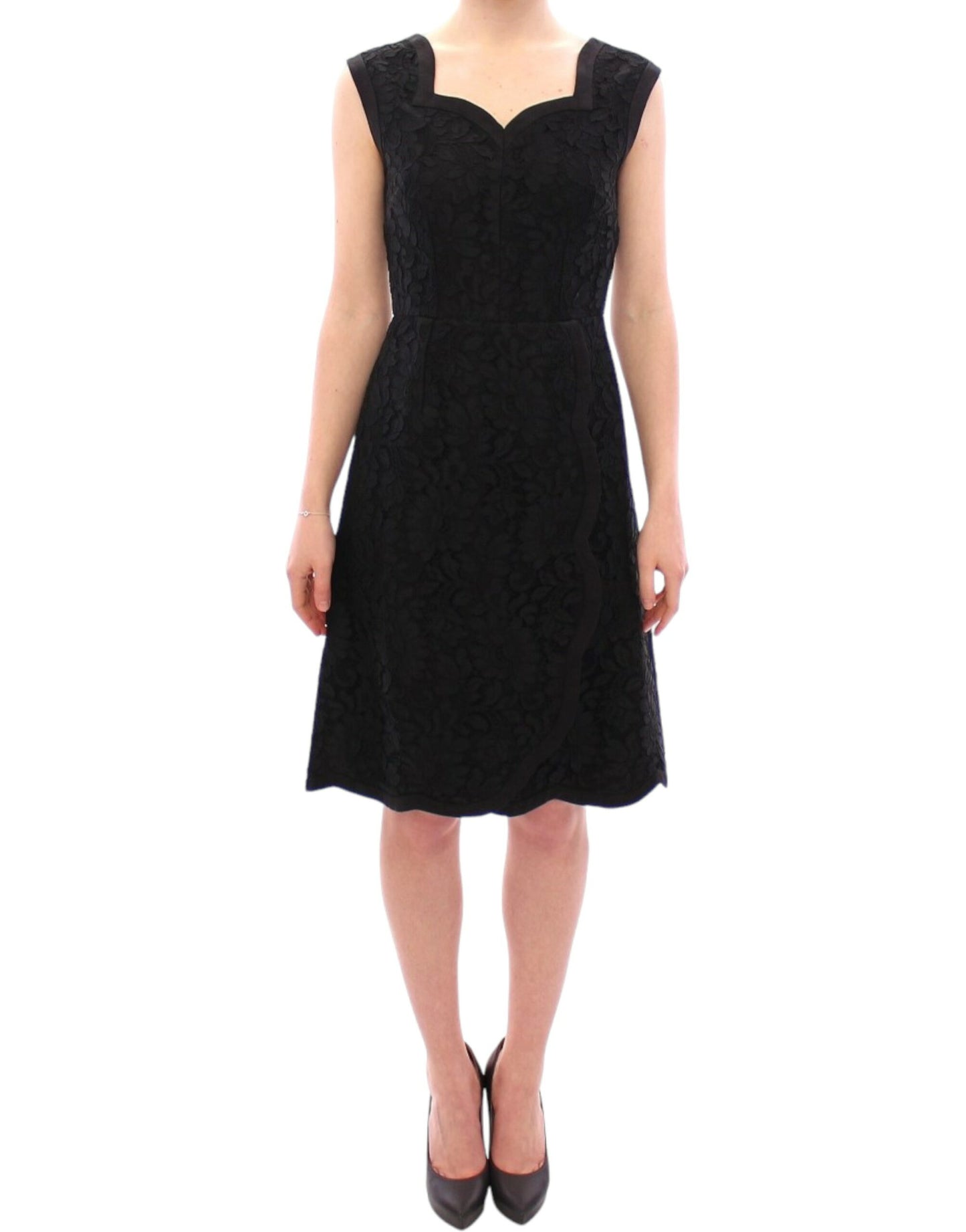 Dolce & Gabbana Schwarzes Laufstegkleid aus geblümter Spitze von Sicily