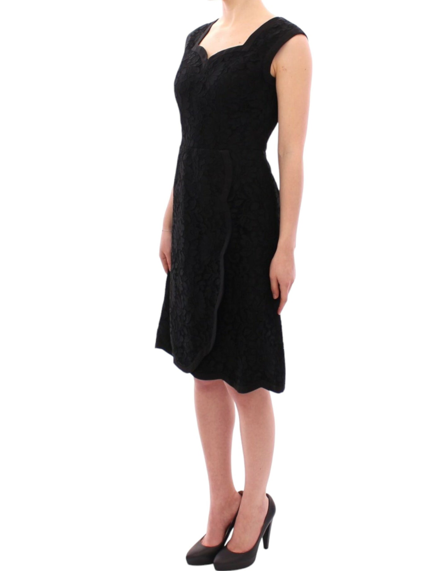 Dolce & Gabbana Schwarzes Laufstegkleid aus geblümter Spitze von Sicily