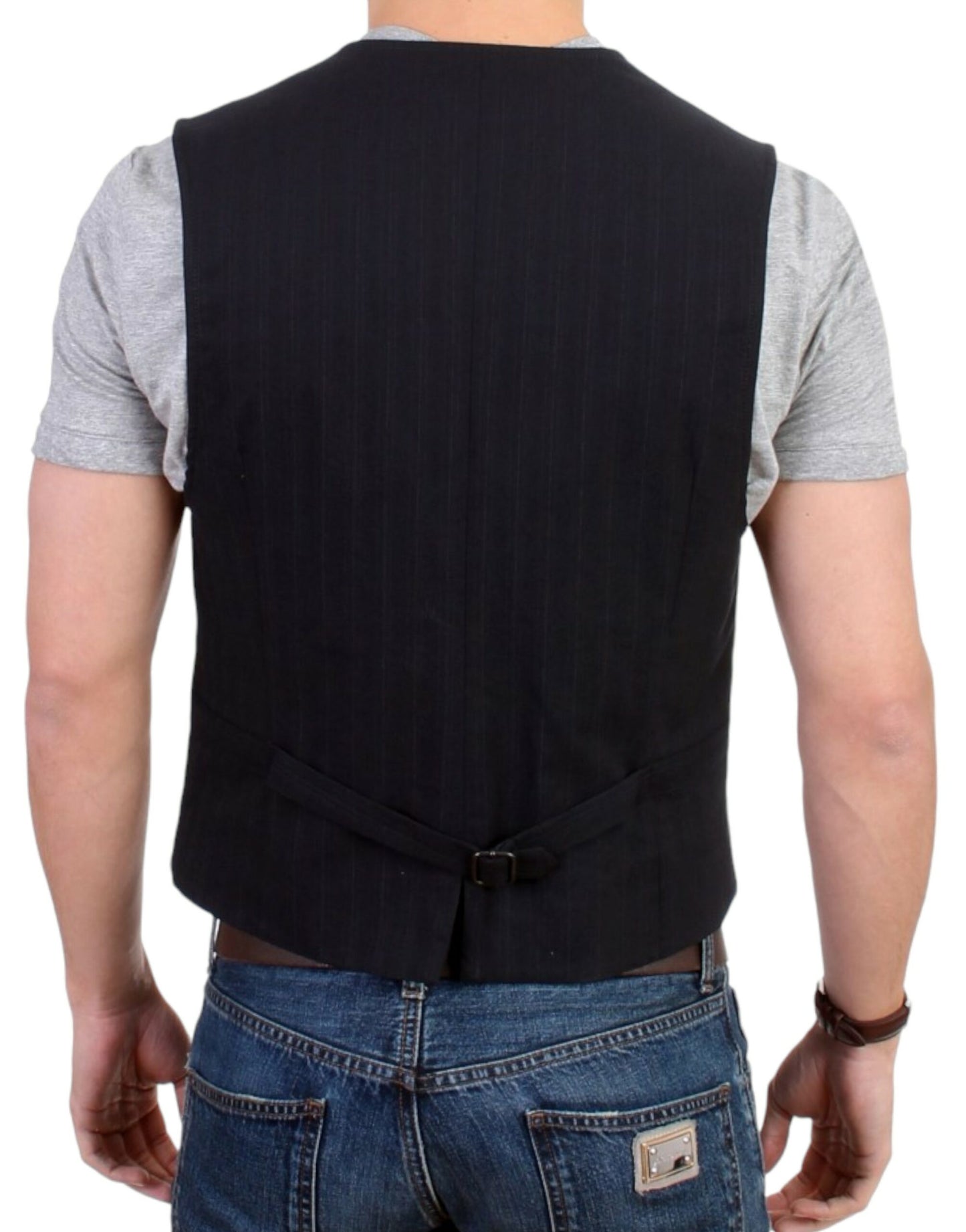 Costume National Schwarz gestreifte Freizeitweste aus Baumwolle