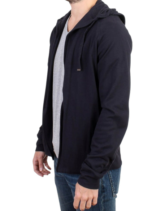 Costume National Blauer Baumwollpullover mit Kapuze