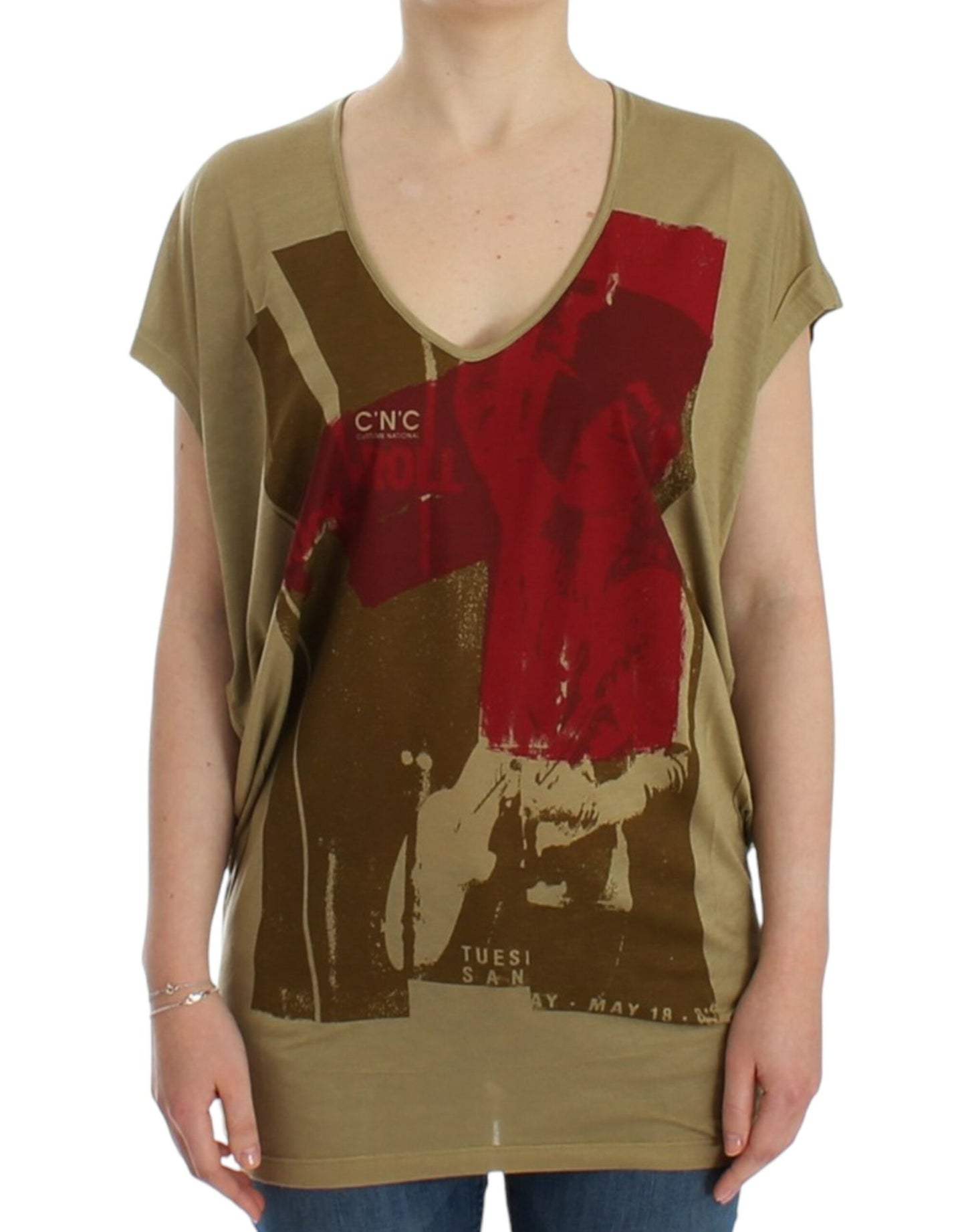 Costume National Grün bedrucktes T-Shirt mit kurzen Ärmeln
