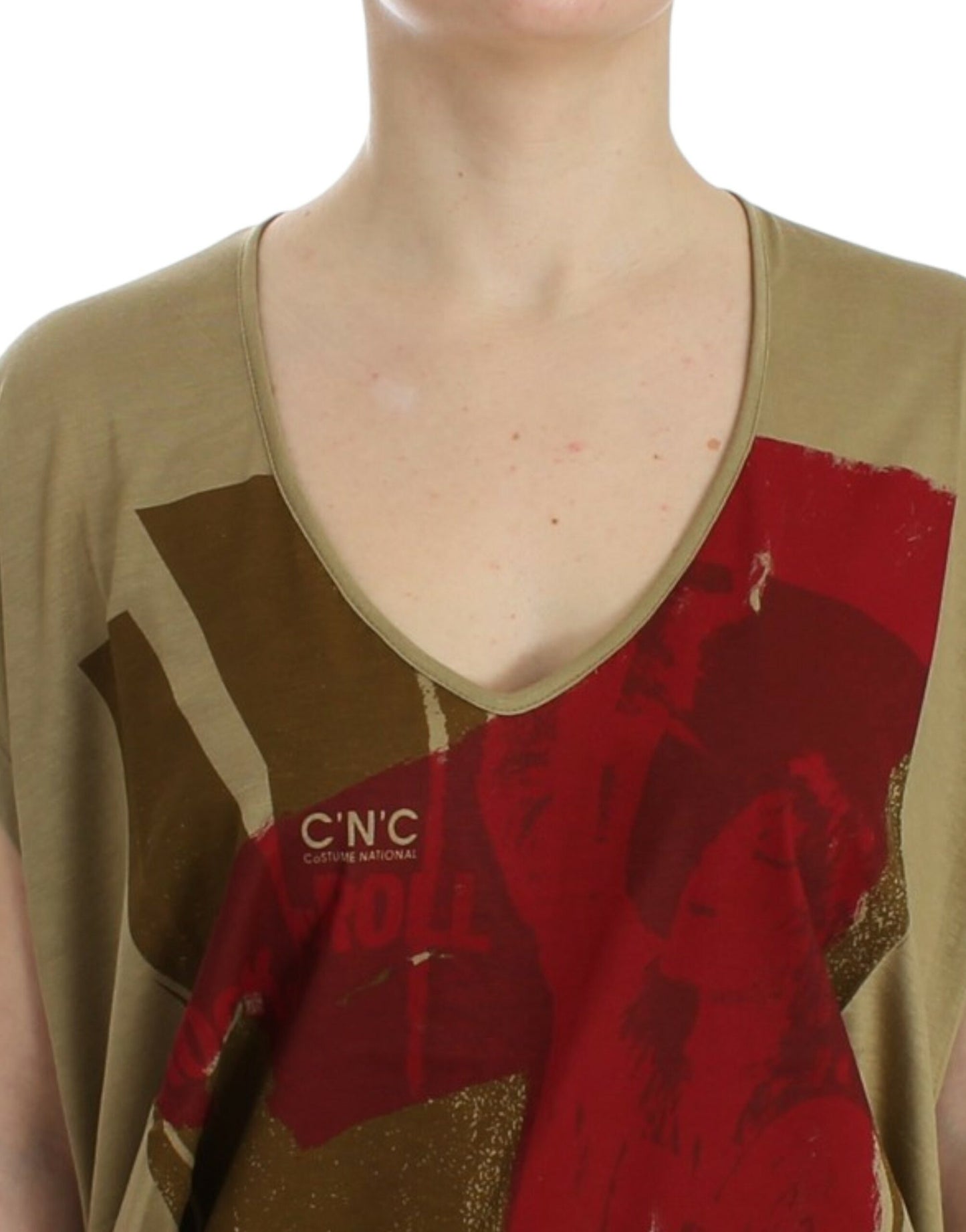 Costume National Grün bedrucktes T-Shirt mit kurzen Ärmeln