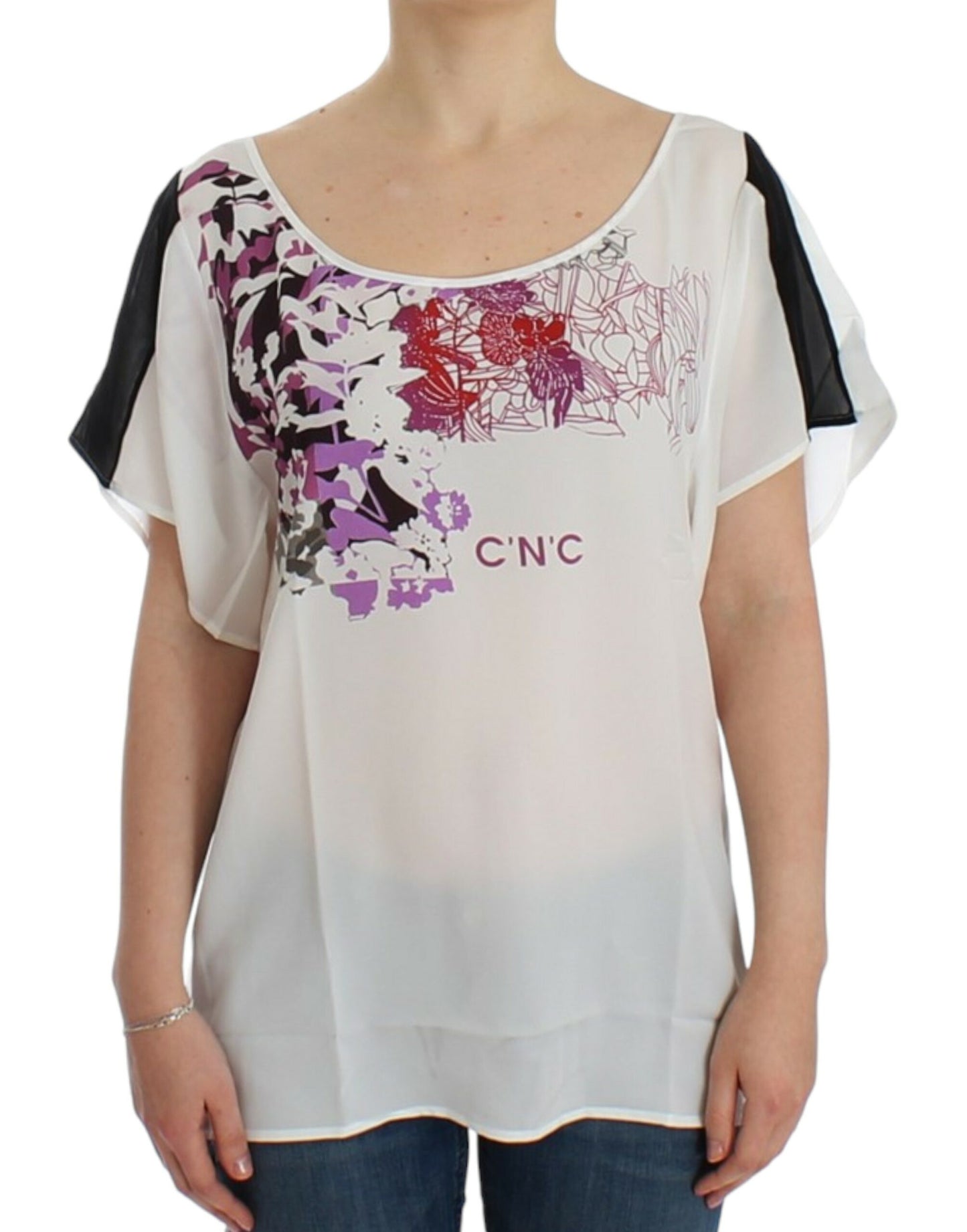 Costume National Weiße Bluse mit Motivdruck
