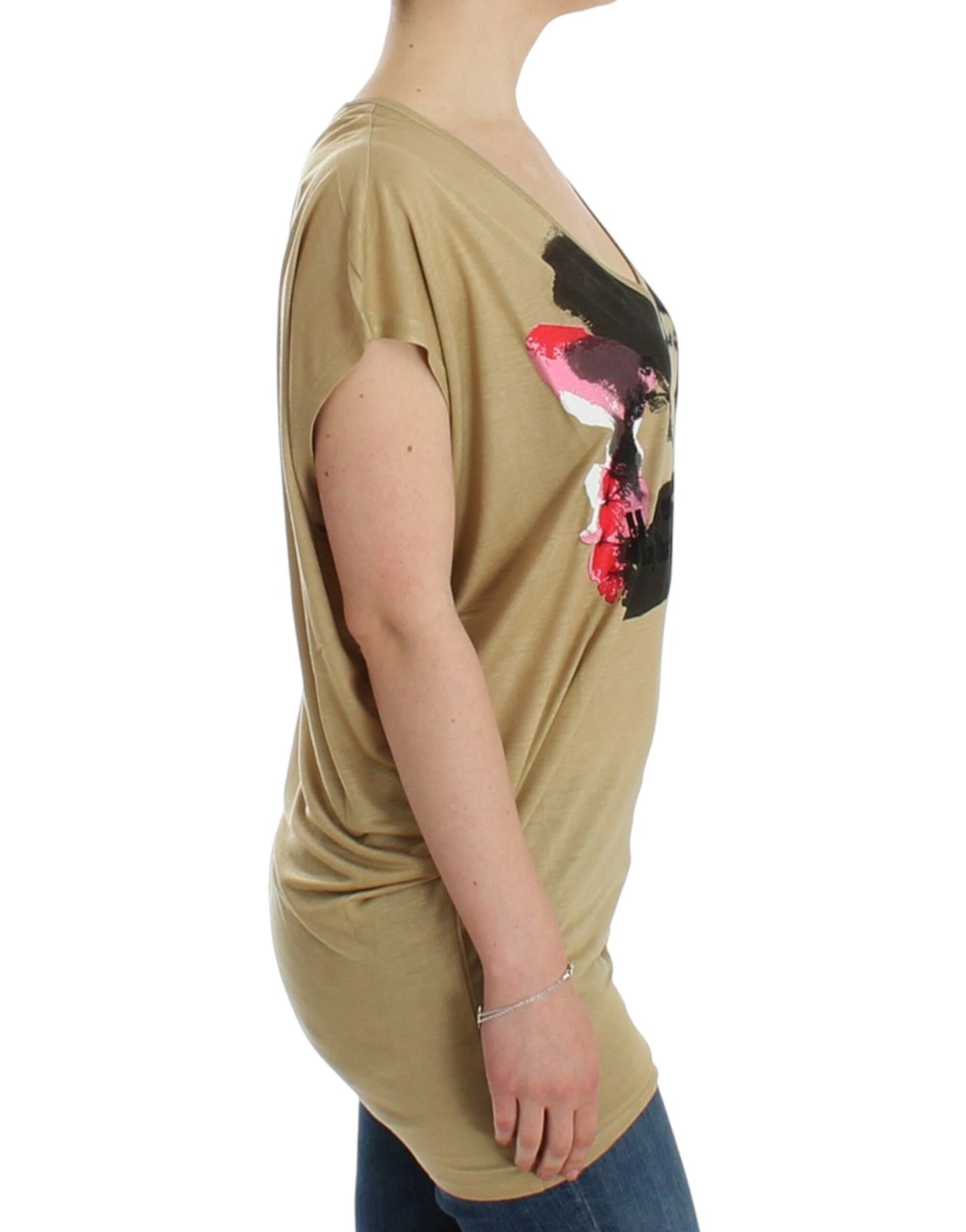 Costume National Beigefarbenes T-Shirt mit Motivdruck