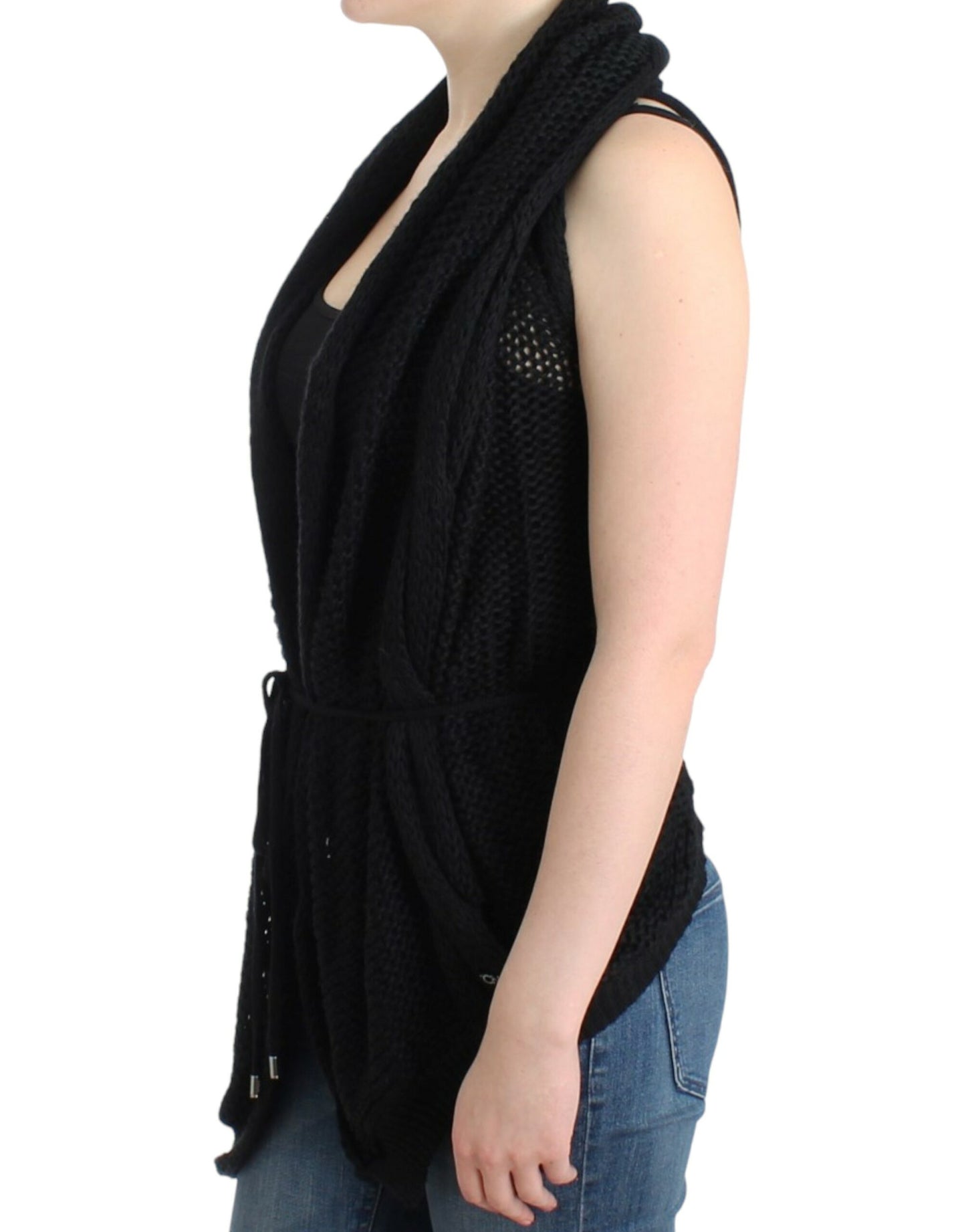 Costume National Schwarzer ärmelloser Strickcardigan