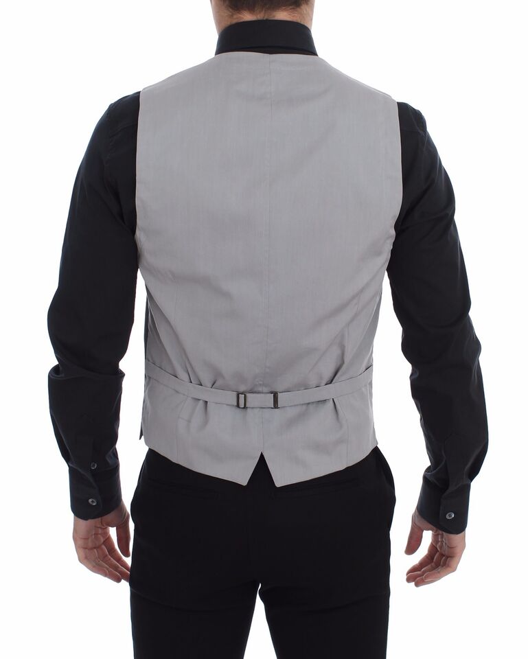Dolce & Gabbana Graue Baumwollweste mit schmaler Passform und Knopfleiste