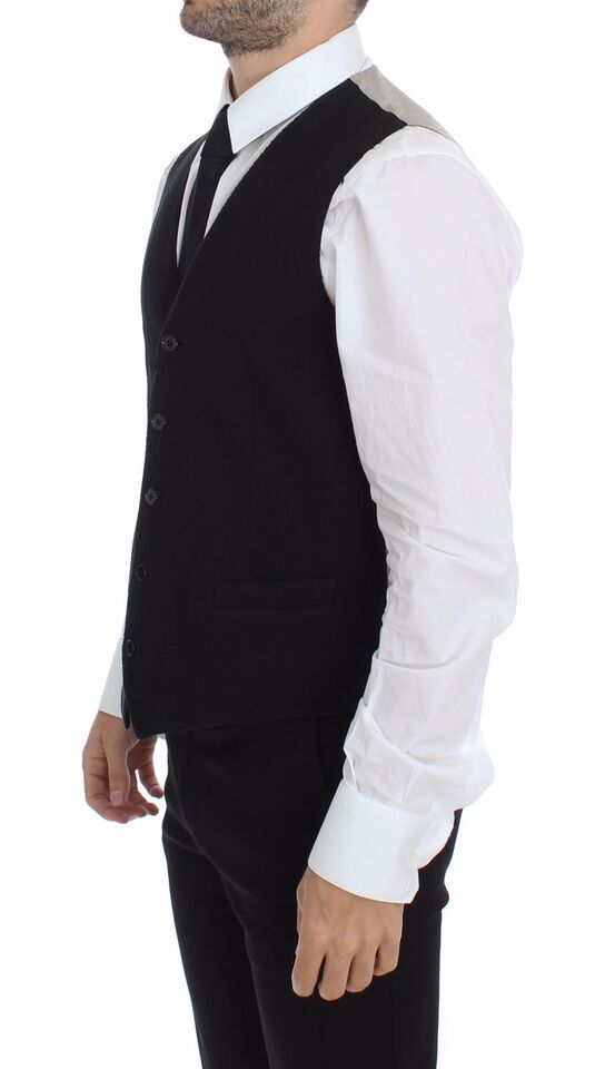 Dolce & Gabbana Schwarzes Baumwollkleid Weste Blazer Jacke