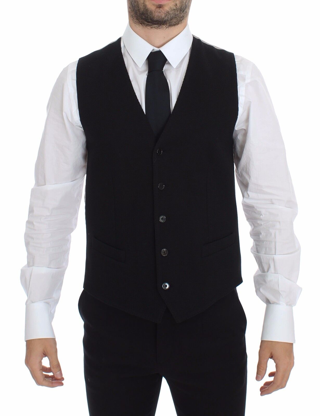 Dolce & Gabbana Schwarzes Baumwollkleid Weste Blazer Jacke