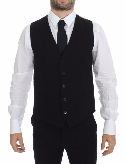 Dolce & Gabbana Schwarzes Baumwollkleid Weste Blazer Jacke