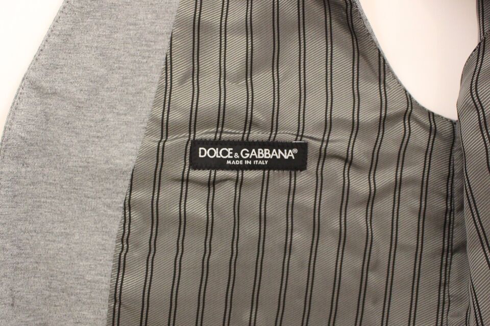 Dolce & Gabbana Graues Baumwoll-Stretch-Kleid Weste Blazer