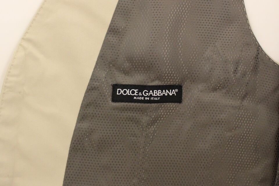 Dolce & Gabbana Beige Baumwolle Stretch Kleid Weste Blazer