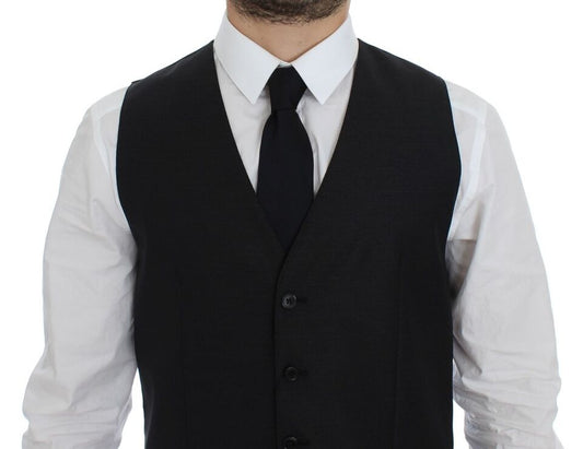 Dolce & Gabbana Graues Woll-Seiden-Kleid Weste Gilet