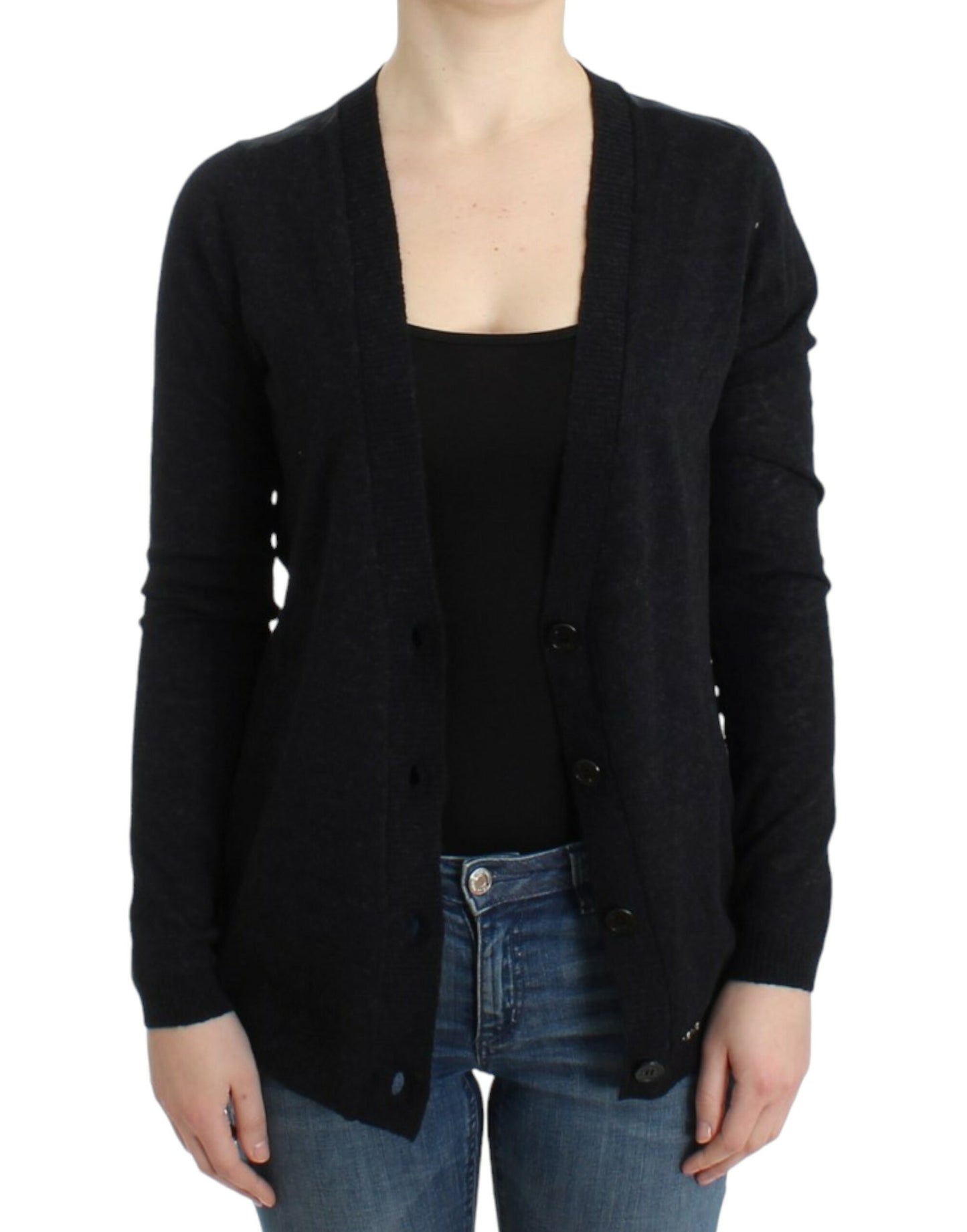 Costume National Graue Strickjacke aus Alpaka
