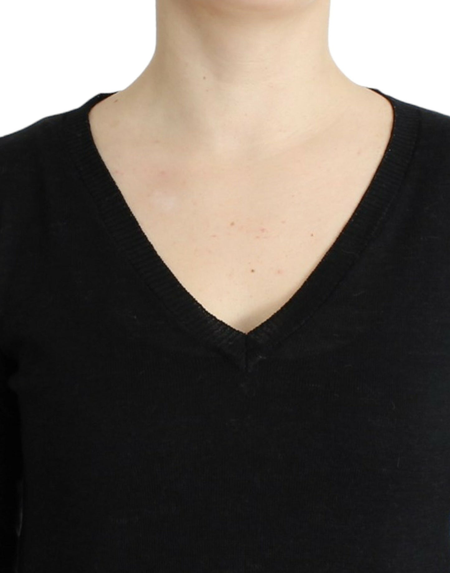 Costume National Leichter schwarzer Pullover mit V-Ausschnitt