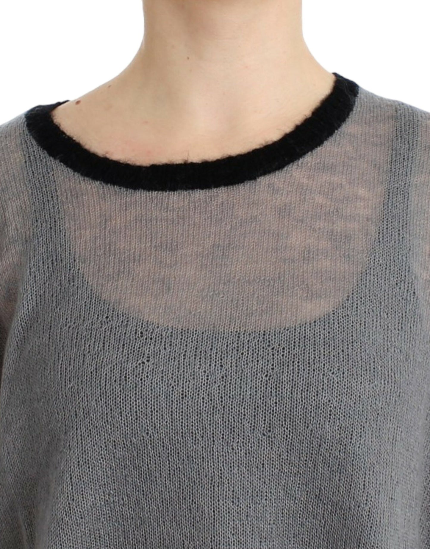 Costume National Grauer verschnörkelter asymmetrischer Pullover