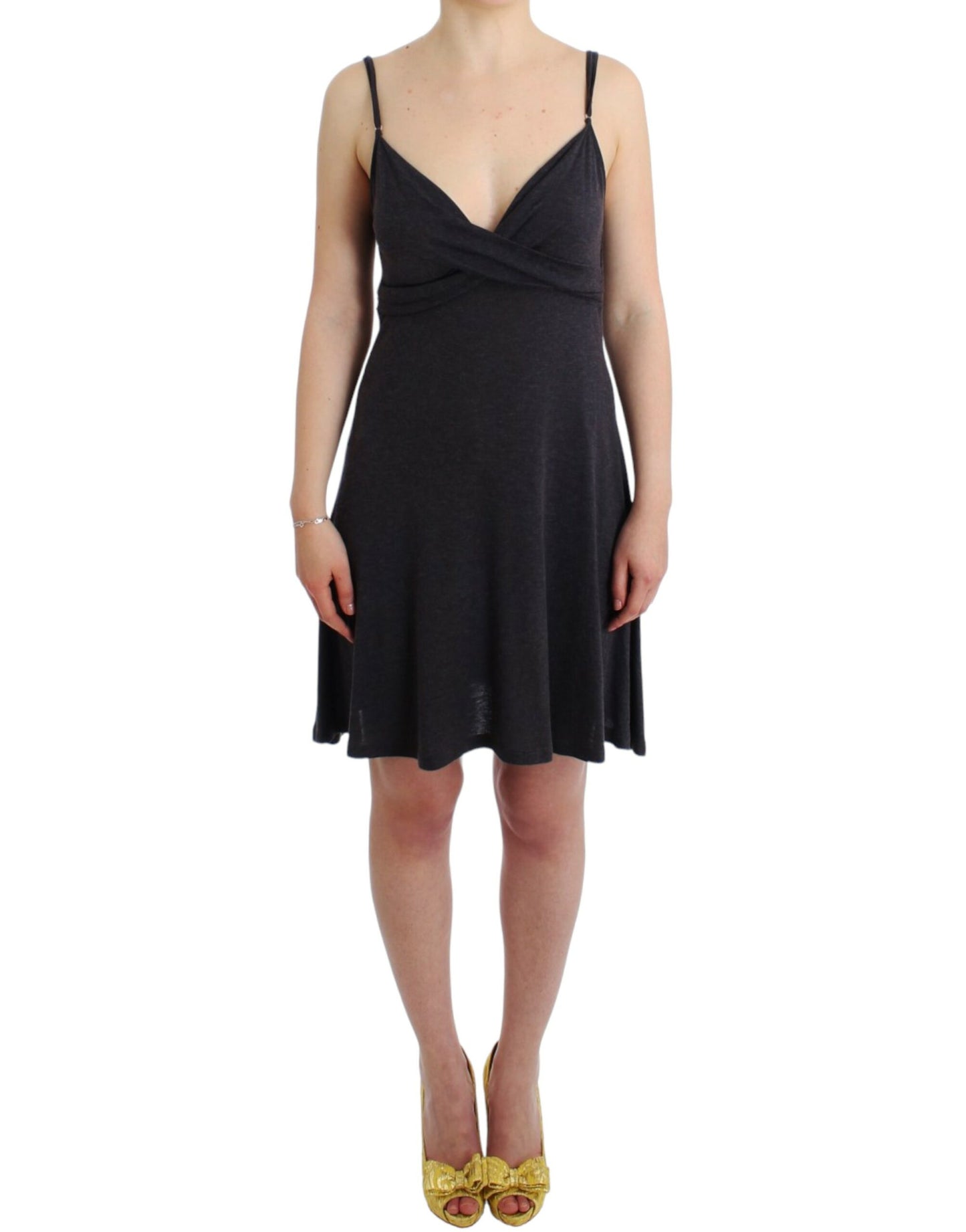 Costume National Graues Kleid in A-Linie aus Strick