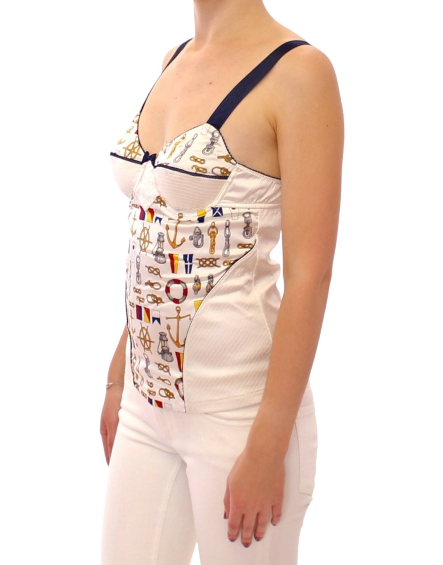 Dolce & Gabbana Weißes Tank-Top mit Matrosenmotiv