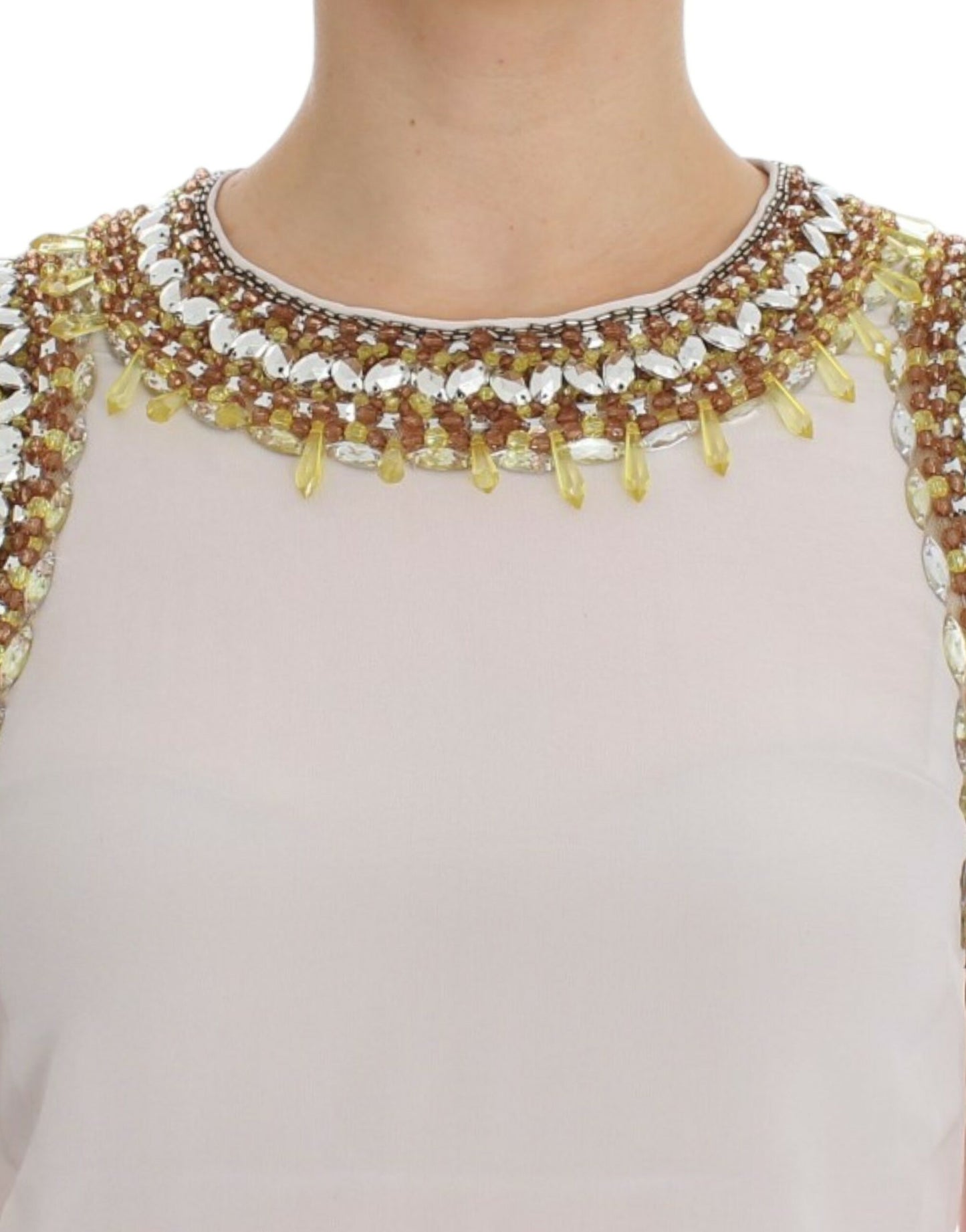 Dolce & Gabbana Weißes kristallbesetztes Tanktop