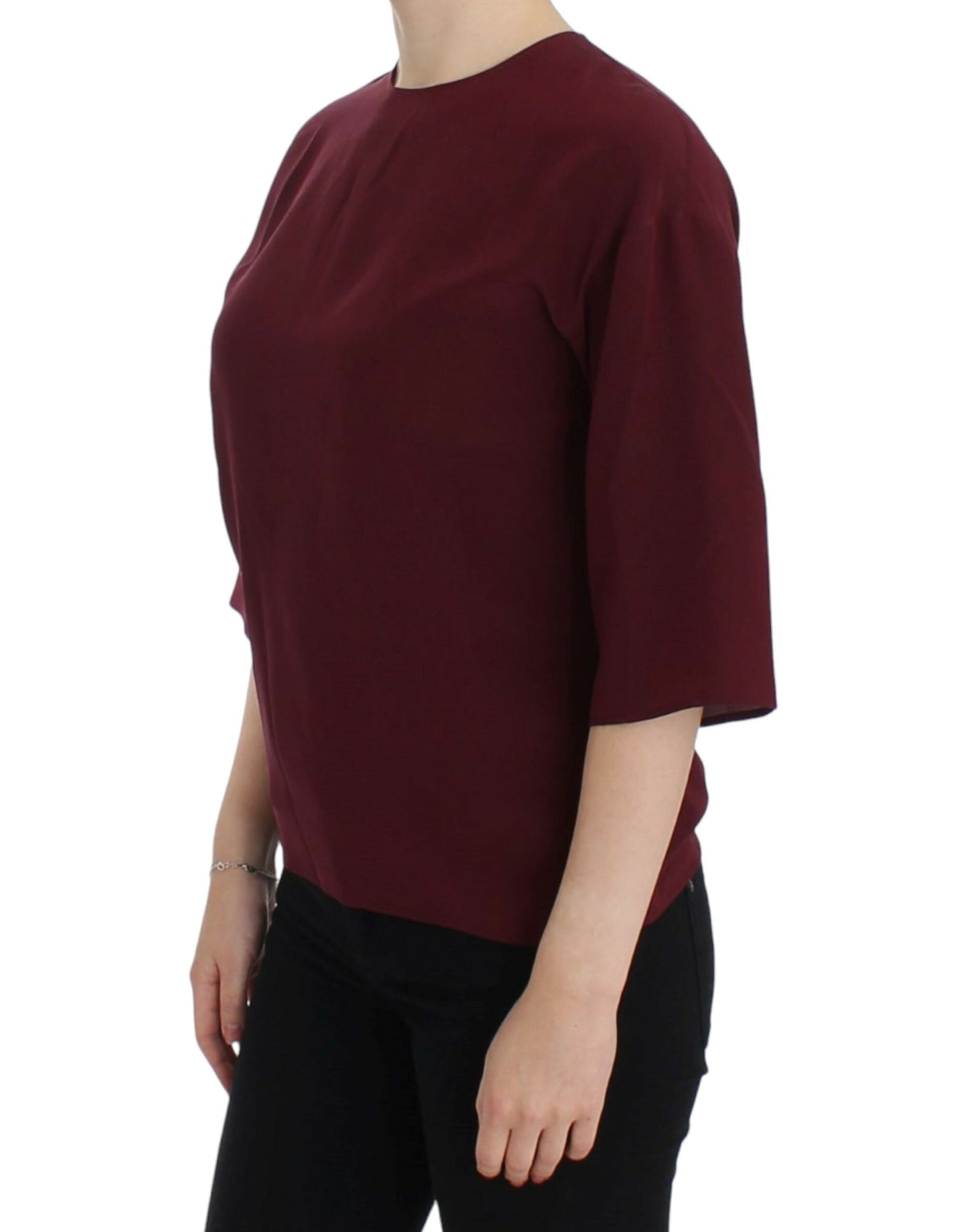 Dolce & Gabbana Rote 3/4-Ärmel-Seidenbluse