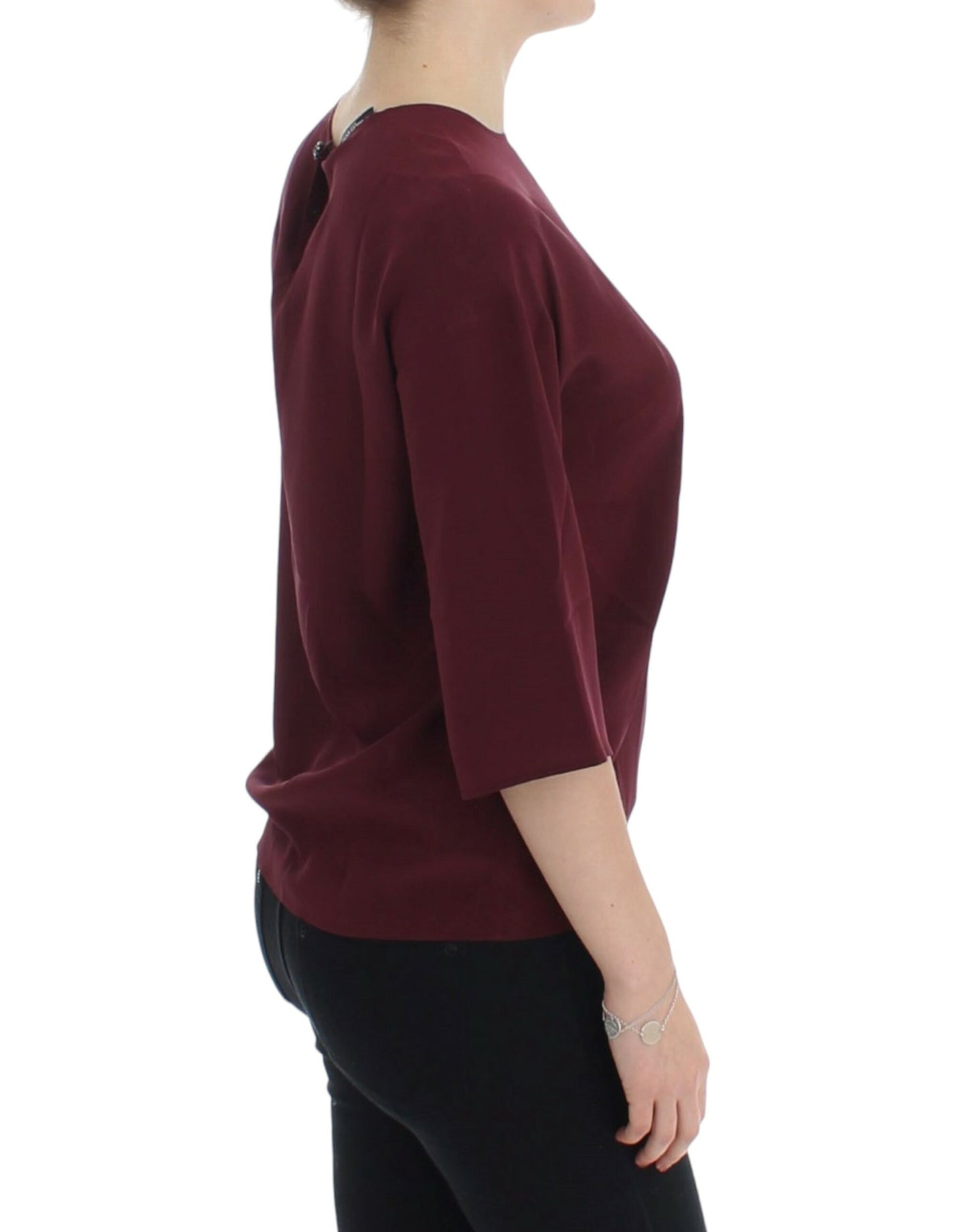 Dolce & Gabbana Rote 3/4-Ärmel-Seidenbluse