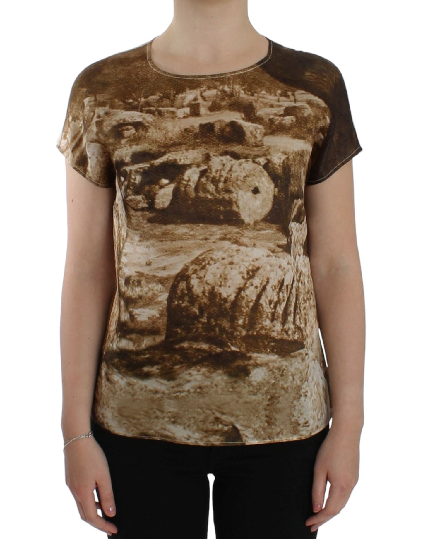 Dolce & Gabbana Braune Taormina-Seidenbluse
