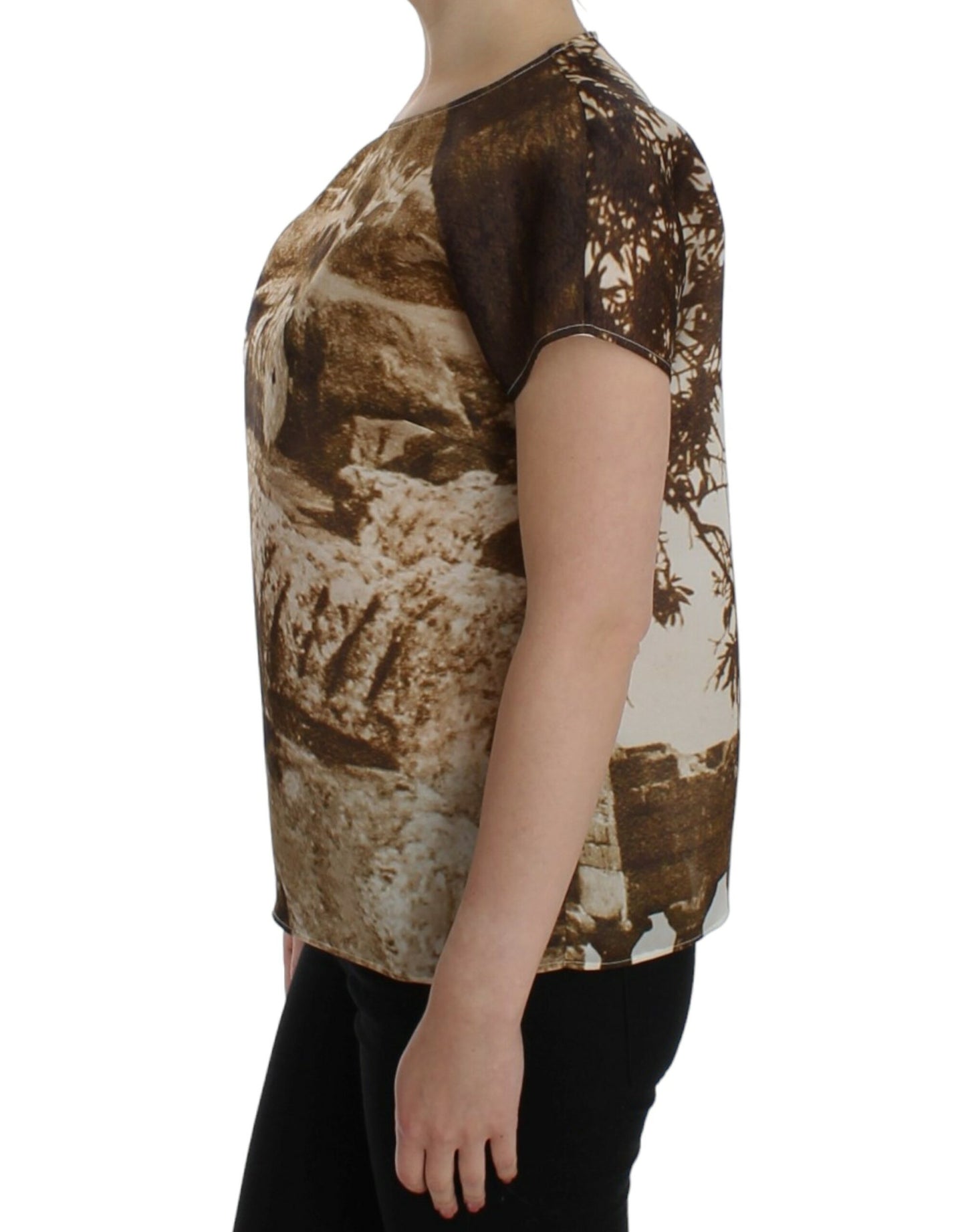 Dolce & Gabbana Braune Taormina-Seidenbluse