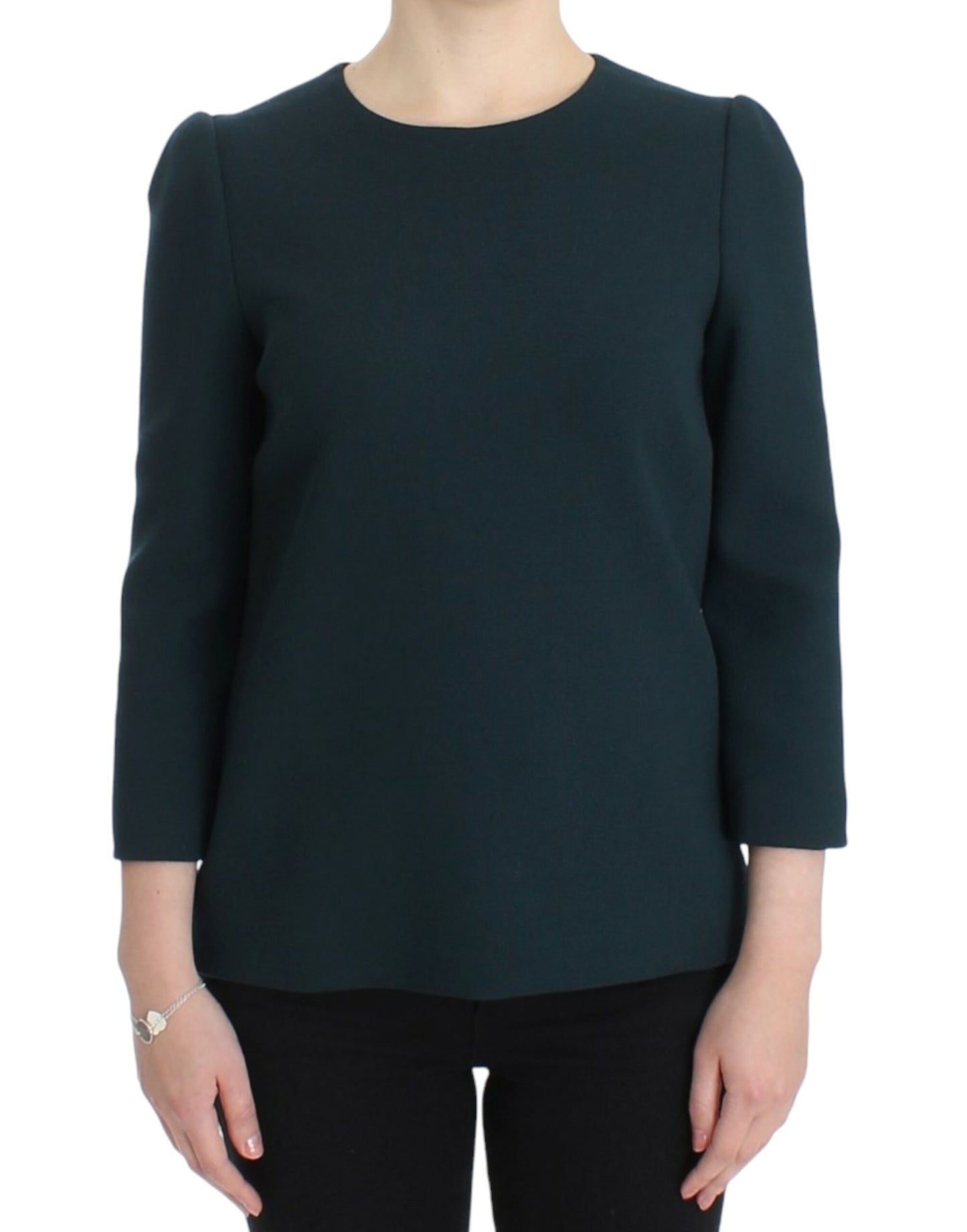 Dolce & Gabbana Grüne 3/4-ärmelige Wollbluse