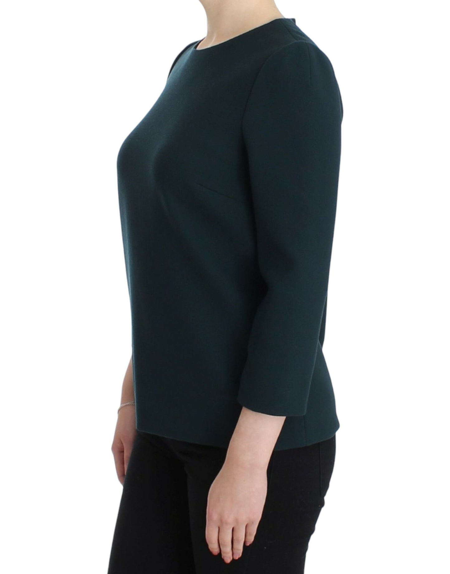 Dolce & Gabbana Grüne 3/4-ärmelige Wollbluse