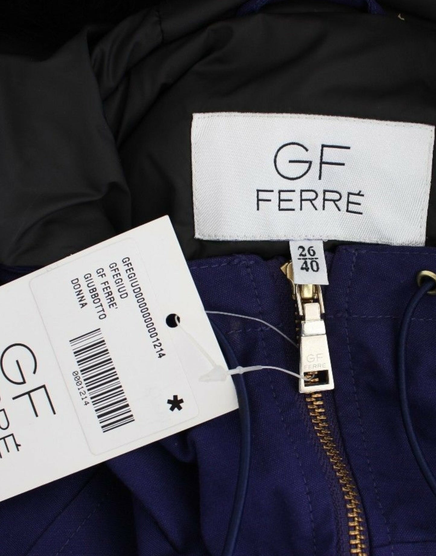 GF Ferre Blaue wattierte Jacke mit Kapuze Kurz K-Way