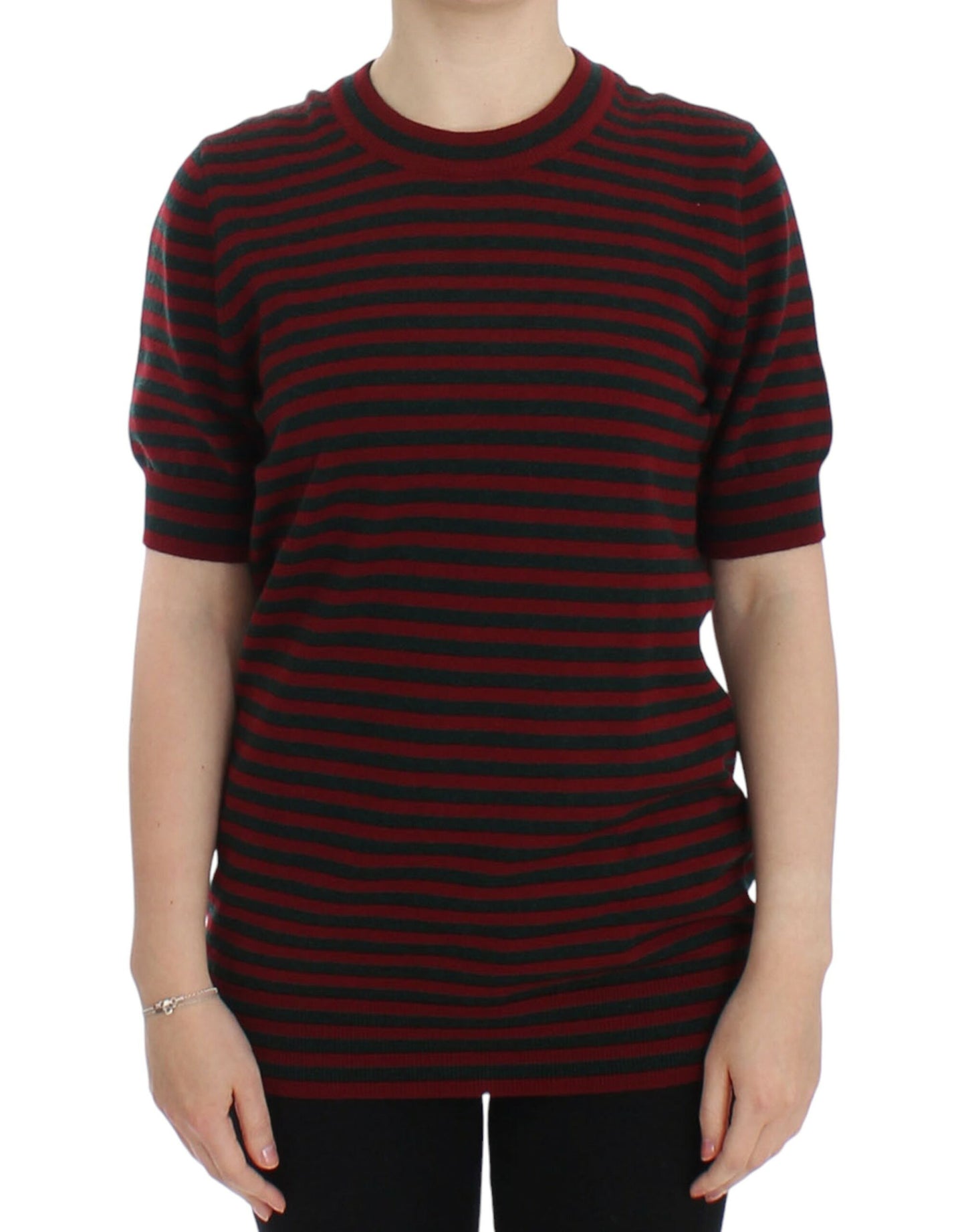 Dolce & Gabbana Rotgrauer Kaschmir-Kurzarmpullover