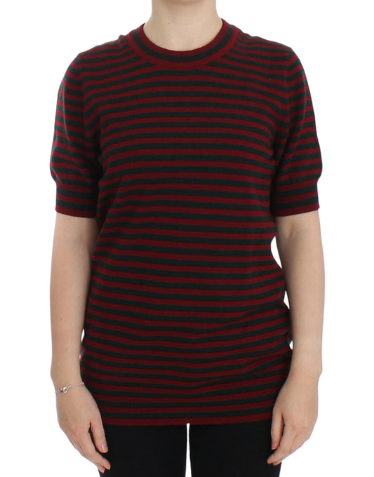 Dolce & Gabbana Rotgrauer Kaschmir-Kurzarmpullover