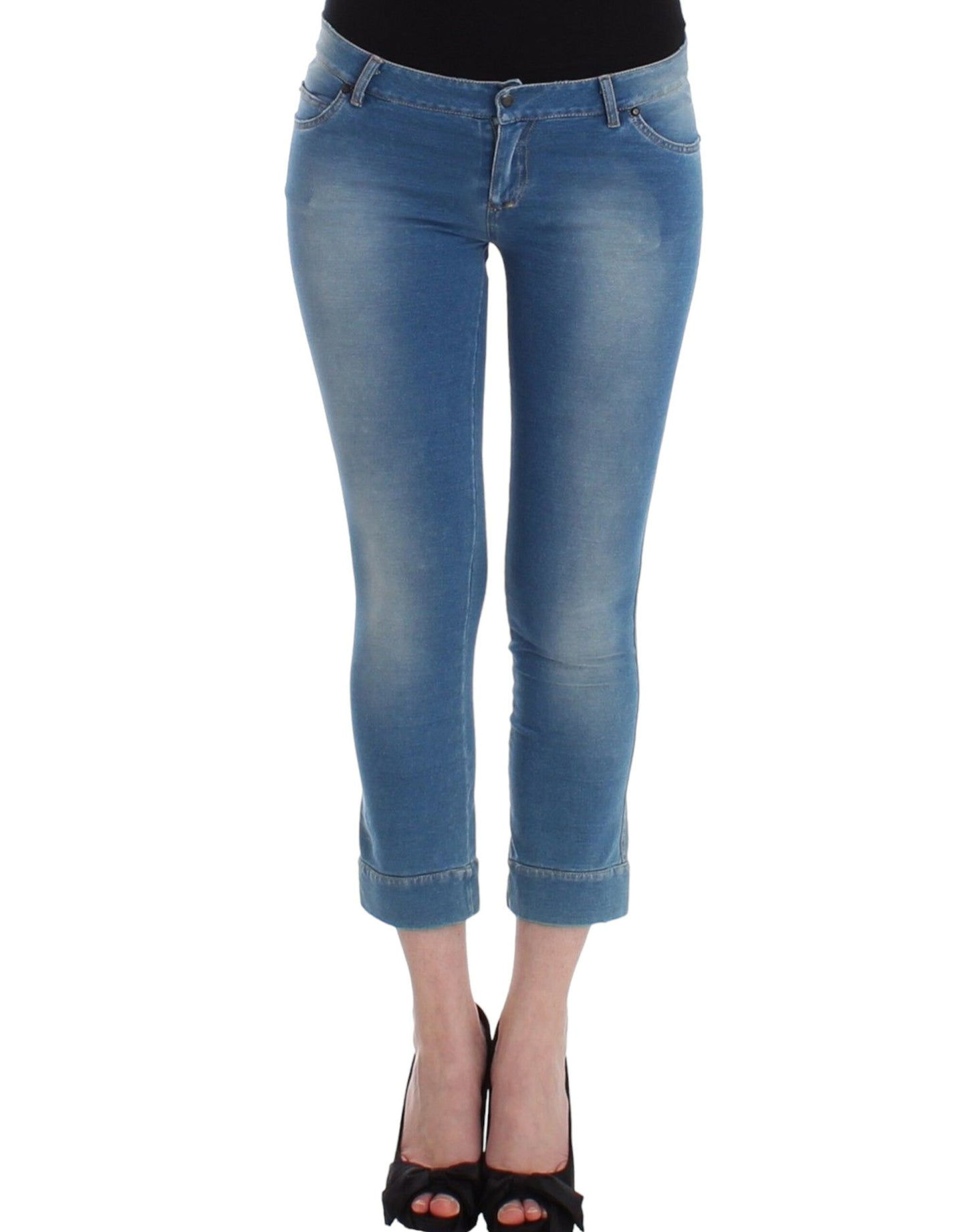 Ermanno Scervino Beachwear Blaue Jeans Caprihosen Gekürzte Hosen