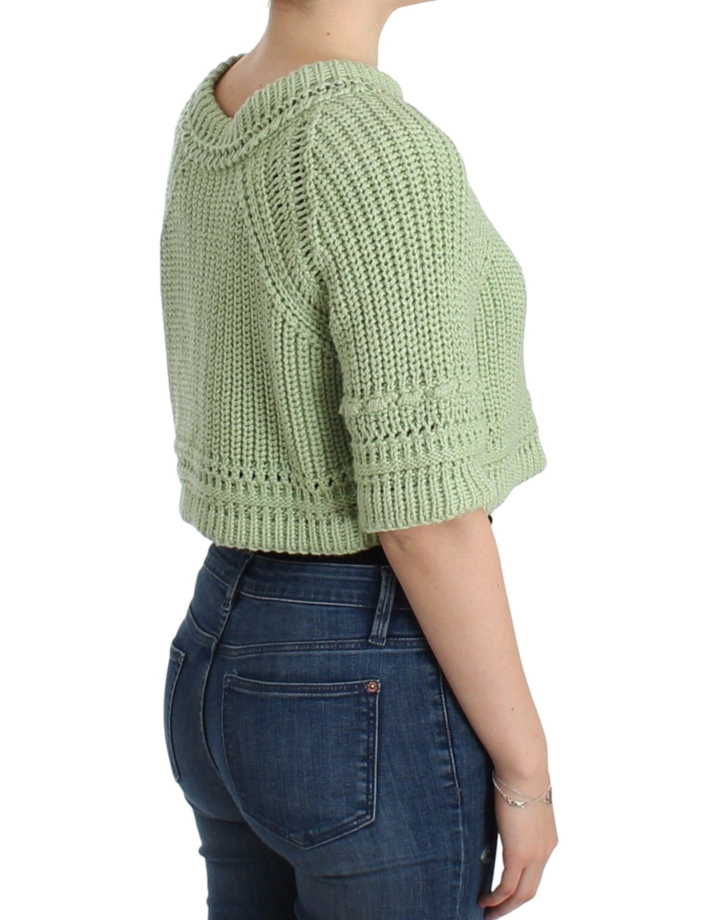 Ermanno Scervino Grüner Cropped Knit Pullover Strickpullover