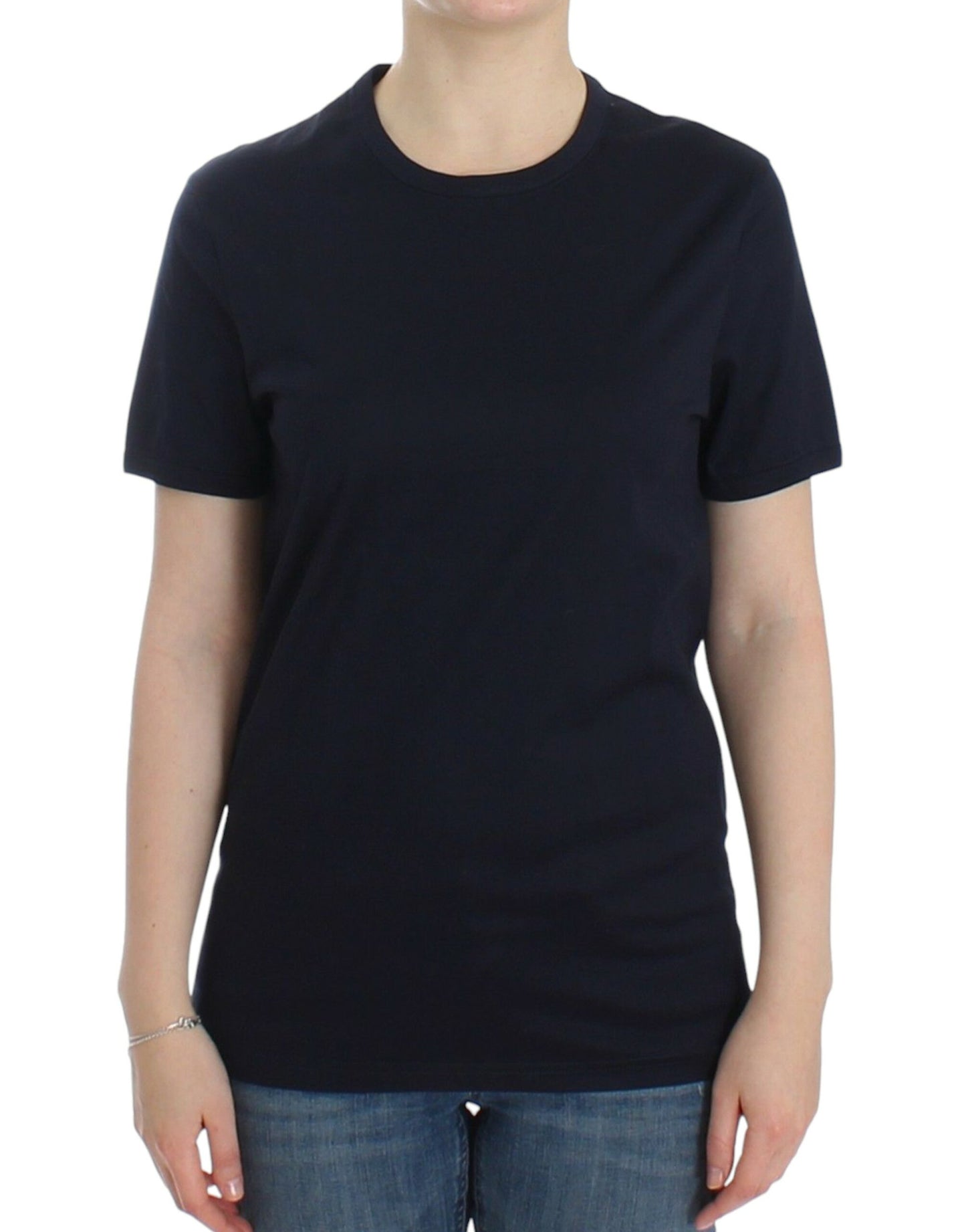 Ermanno Scervino Lingerie Blaues Logo-T-Shirt mit Rundhalsausschnitt aus Baumwolle