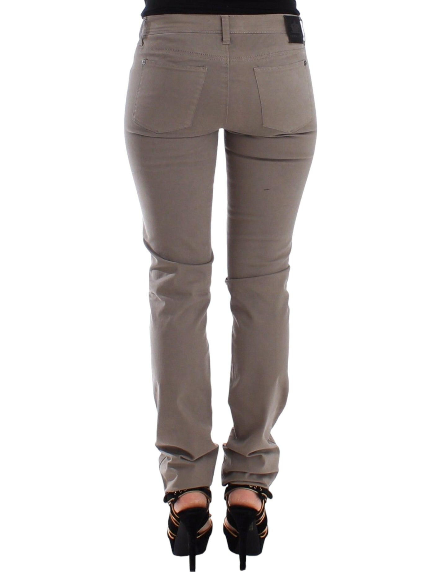 Ermanno Scervino Taupe Beige Schlanke Jeans Denim-Hosen Skinny