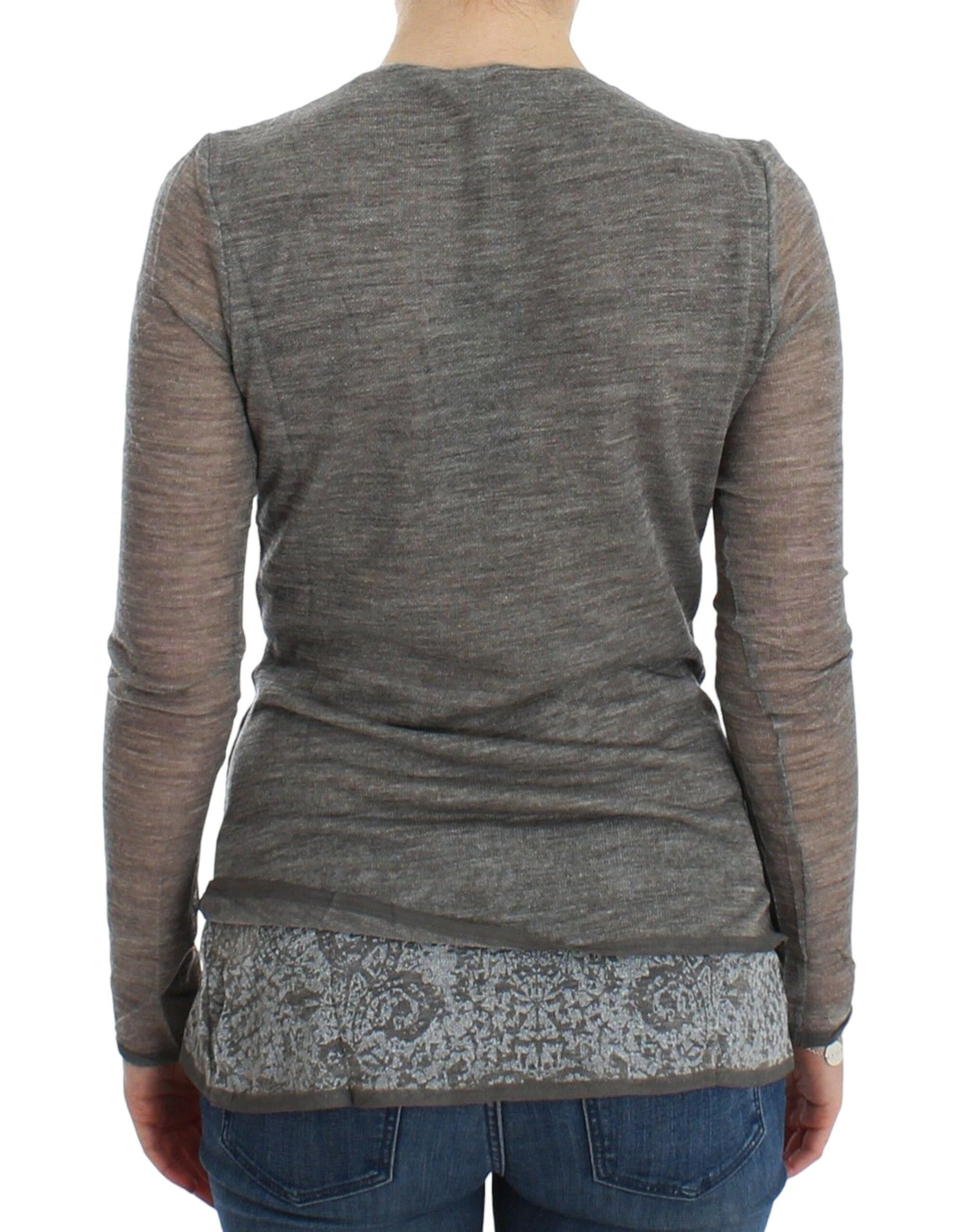 Ermanno Scervino Grauer langärmeliger Pullover aus Wollmischung