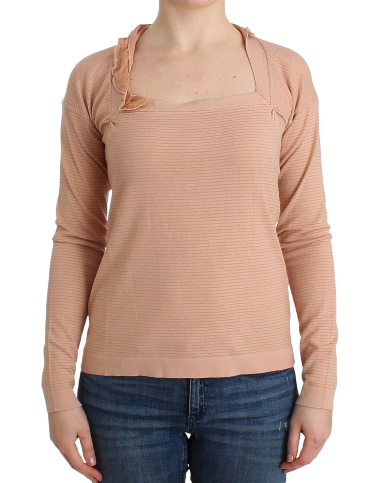 Ermanno Scervino Orangefarbenes gestreiftes langärmeliges Top aus Wollmischung