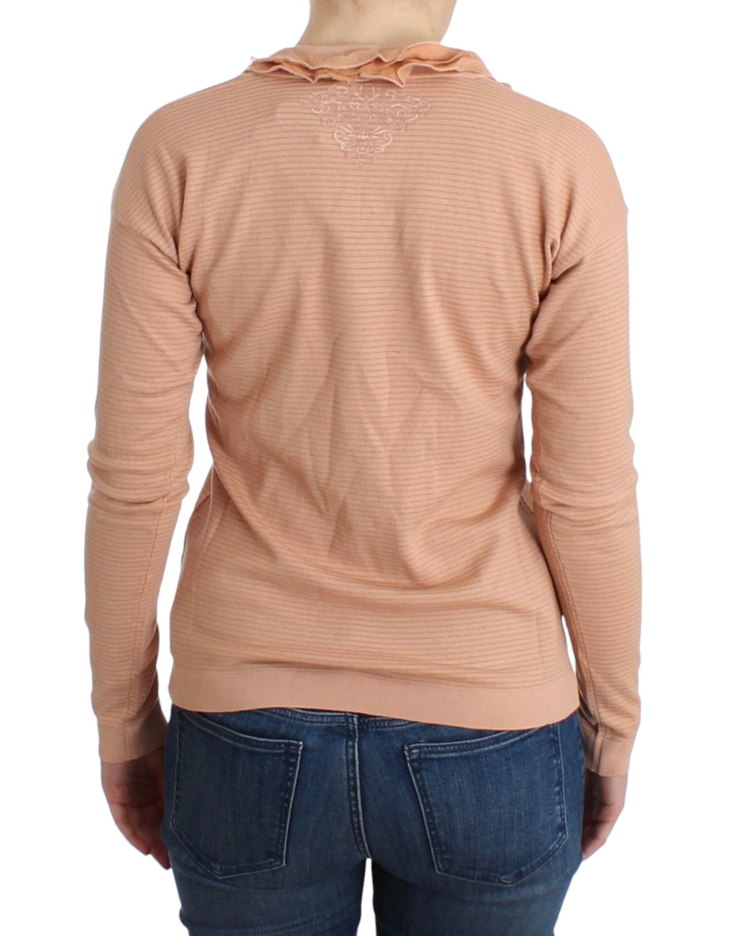 Ermanno Scervino Orangefarbenes gestreiftes langärmeliges Top aus Wollmischung