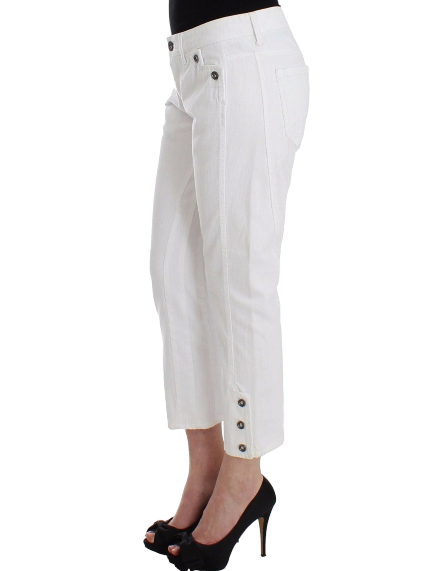 Ermanno Scervino Weiße Cropped Jeans Denim Hosen Branded Capri