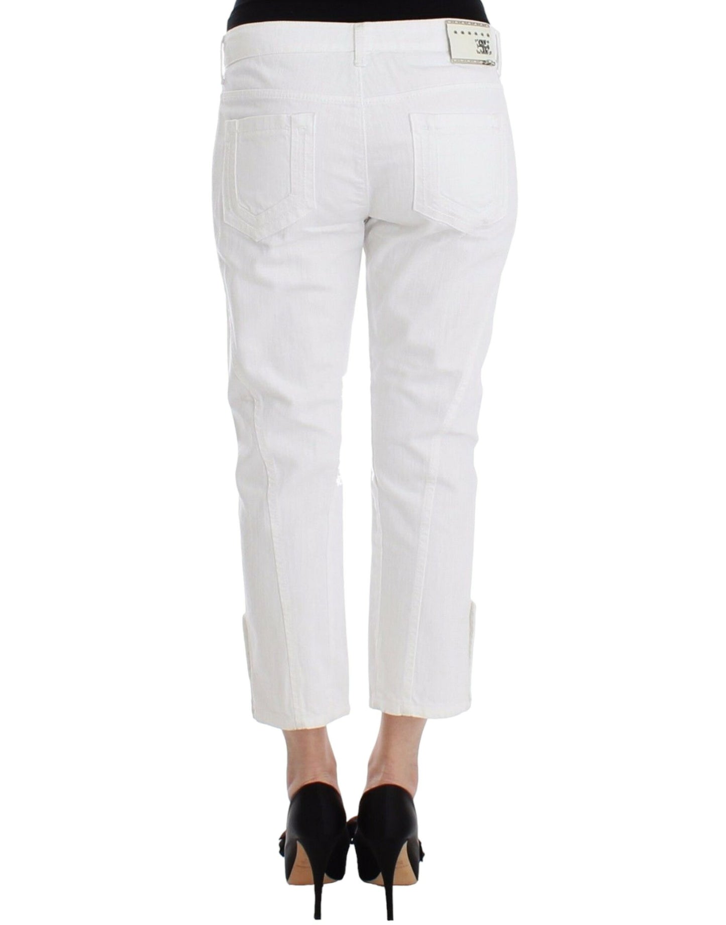 Ermanno Scervino Weiße Cropped Jeans Denim Hosen Branded Capri