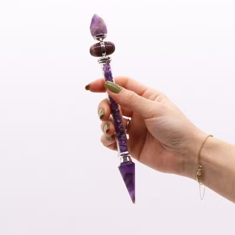 Shiva-Lingam-Zauberstab mit Amethyst – Symbol für Erfolg, ca. 19,5 cm