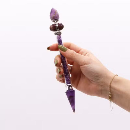 Shiva-Lingam-Zauberstab mit Amethyst – Symbol für Erfolg, ca. 19,5 cm