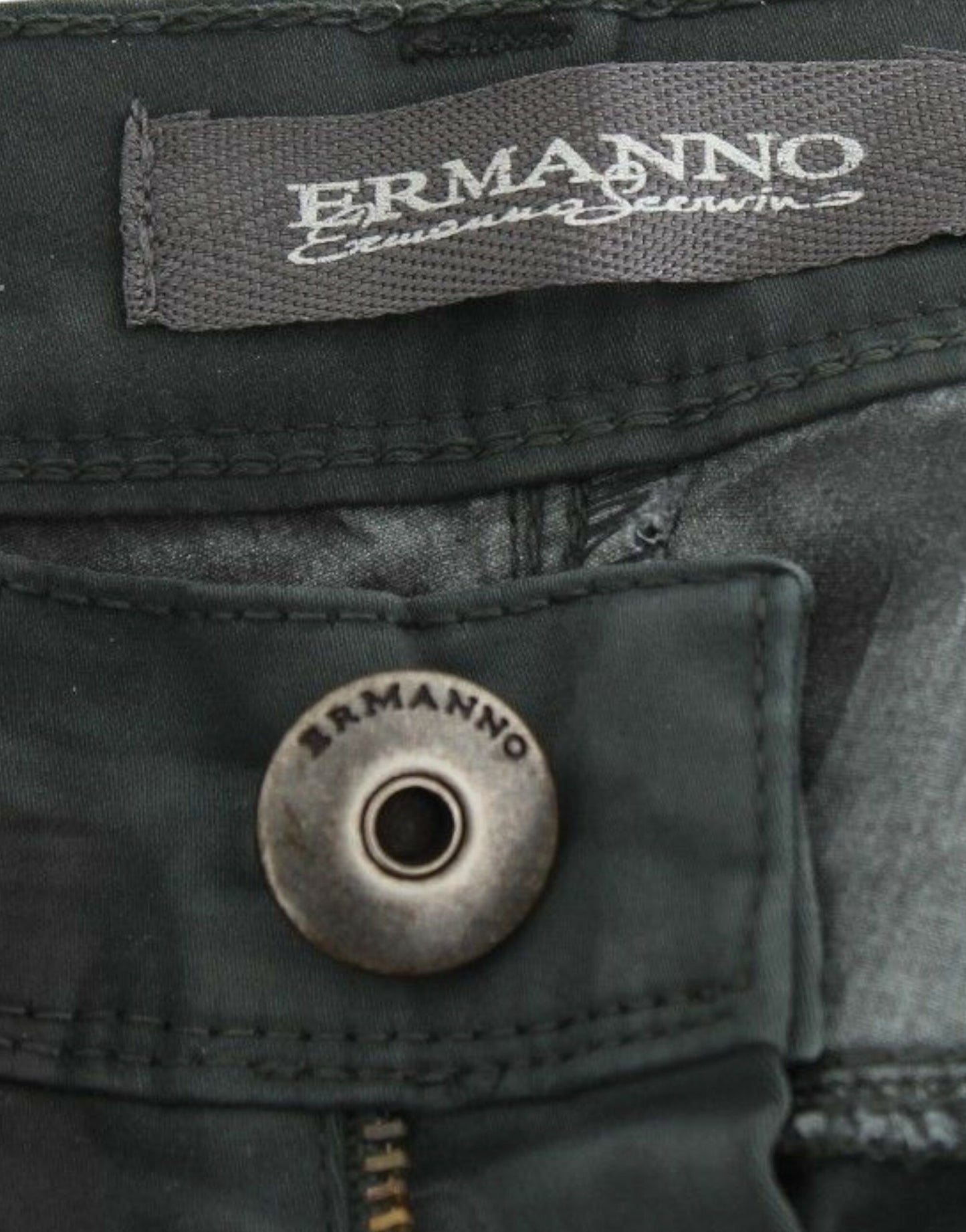 Ermanno Scervino Grüne Slim Jeans Denim-Hosen Straight Leg Stretch