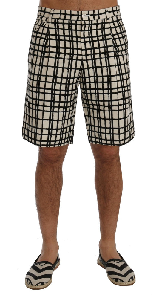 Dolce & Gabbana Weiß Schwarz Gestreifte Freizeitshorts