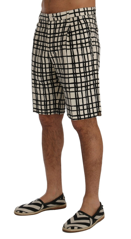 Dolce & Gabbana Weiß Schwarz Gestreifte Freizeitshorts