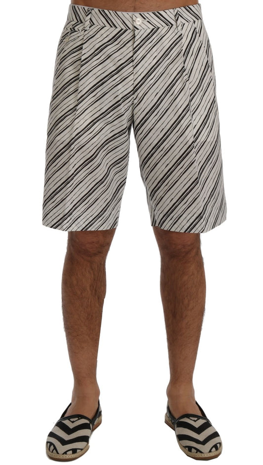 Dolce & Gabbana Weiß Schwarz Gestreifte Freizeitshorts