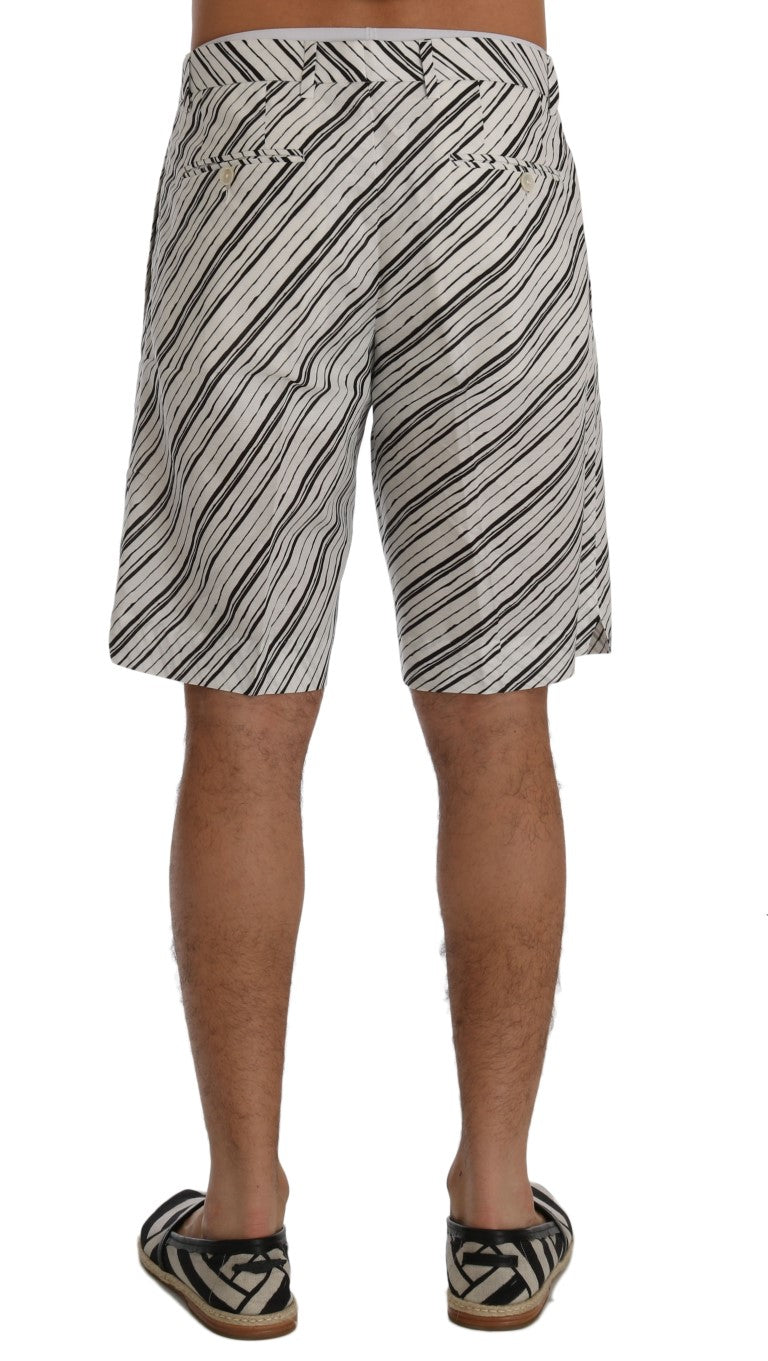 Dolce & Gabbana Weiß Schwarz Gestreifte Freizeitshorts